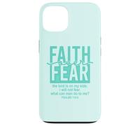 Jesus Faith Over Fear Teal Psalms 118:6 Christian Scripture Custodia per iPhone 13