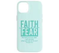 Jesus Faith Over Fear Teal Psalms 118:6 Christian Scripture Custodia per iPhone 14 Plus