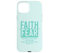 Jesus Faith Over Fear Teal Psalms 118:6 Christian Scripture Custodia per iPhone 15 Plus