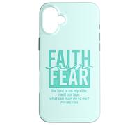 Jesus Faith Over Fear Teal Psalms 118:6 Christian Scripture Custodia per iPhone 16 Plus