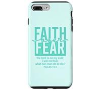 Jesus Faith Over Fear Teal Psalms 118:6 Christian Scripture Custodia per iPhone 7 Plus/8 Plus