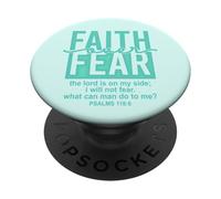 Jesus Faith Over Fear Teal Psalms 118:6 Christian Scripture PopSockets PopGrip Adesivo