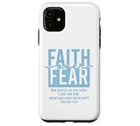 Jesus Faith Over Fear White Blue Psalms 118:6 Christian God Custodia per iPhone 11