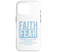 Jesus Faith Over Fear White Blue Psalms 118:6 Christian God Custodia per iPhone 16 Pro
