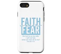 Jesus Faith Over Fear White Blue Psalms 118:6 Christian God Custodia per iPhone SE (2020) / 7/8