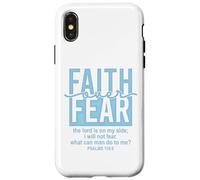 Jesus Faith Over Fear White Blue Psalms 118:6 Christian God Custodia per iPhone X/XS