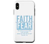 Jesus Faith Over Fear White Blue Psalms 118:6 Christian God Custodia per iPhone XS Max