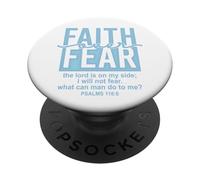 Jesus Faith Over Fear White Blue Psalms 118:6 Christian God PopSockets PopGrip Adesivo