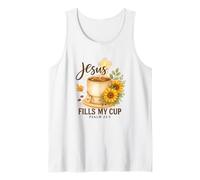 Jesus Fills My Cup Psalm 23:5 Watercolor Sunflower Canotta