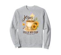 Jesus Fills My Cup Psalm 23:5 Watercolor Sunflower Felpa