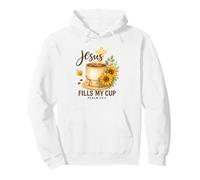 Jesus Fills My Cup Psalm 23:5 Watercolor Sunflower Felpa con Cappuccio