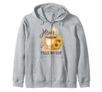 Jesus Fills My Cup Psalm 23:5 Watercolor Sunflower Felpa con Cappuccio