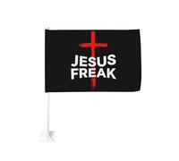 Jesus Freak Red Cross Black Window Clip per bandiere per auto, protezione solare, decorazione, striscione bifacciale da 12 x 18 pollici per camion