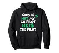 Jesus God is The Pilot Aviation Christian Faith Felpa con Cappuccio