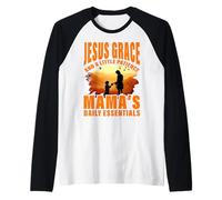 Jesus Grace e un po 'di pazienza gli essenziali quotidiani della mamma Maglia con Maniche Raglan