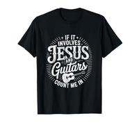 Jesus Guitar Christian Guitar Jesus Music Church Musician Maglietta