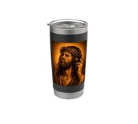 Jesus Headphones Music Funny Religious Bicchiere termico in acciaio inox doppia parete