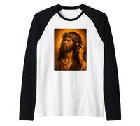 Jesus Headphones Music Funny Religious Maglia con Maniche Raglan