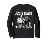 Jesus Heals The Blind Funny Baseball Softball Arbitro Maglia a Manica