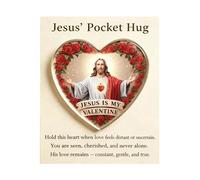Jesus Hug - Faith, 1 emblema religioso per supporto spirituale, acrilico con immagine divina, accessorio per chiesa, ciondolo tascabile per pregare, meditare ed edificare i membri della chiesa