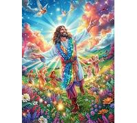 Jesus in Flower Garden Puzzle 500 Pezzi Per Famiglia E Amici Rompicapo Relax Pressione Ridotta Giochi Da Tavolo Per Serate in Compagnia Regalo Natale 2025 500 PCS