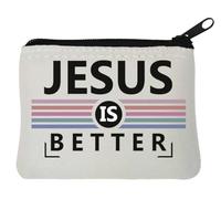 Jesus Is Better Line Art - Portamonete in neoprene, 10 x 11 cm, colore: Bianco, bianco, Taglia unica