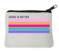 Jesus Is Better - Portamonete in neoprene con motivo "Jesus Is Better", 10 x 11, bianco, Taglia unica