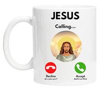 Jesus Is CallingCalling Christian Tazza Riutilizzabile in Vetro Bianco Per tè e Caffè Coffee Cup