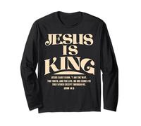 Jesus Is King Bible Verse John 14:6 Christian God Religious Maglia a Manica