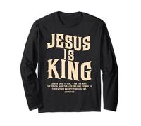 Jesus Is King Bible Verse John 14:6 Christian God Religious Maglia a Manica