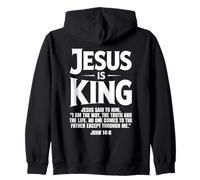 Jesus Is King Giovanni 14 6 Fede Versetto Biblico Cristiani Felpa con Cappuccio