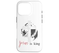Jesus is King Lion Christian Cross Bible Verse God Quote Custodia per iPhone 16 Pro