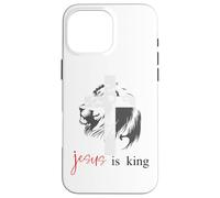 Jesus is King Lion Christian Cross Bible Verse God Quote Custodia per iPhone 16 Pro Max