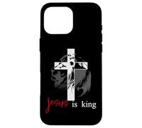 Jesus is King Lion Christian Cross God Quote Bible Verse Custodia per iPhone 16 Pro Max