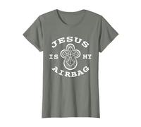 Jesus Is My Airbag Cool Christian Cross Autista Cattolico Maglietta