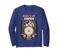 Jesus is My Compass - Proverbs 3:6 Christian Faith Camping Maglia a Manica
