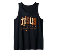 Jesus Is My Favorite Season Fall Christian Leopard Plaid Canotta