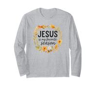 Jesus Is My Favorite Season Fall Wreath Watercolor Maglia a Manica
