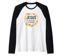 Jesus Is My Favorite Season Fall Wreath Watercolor Maglia con Maniche Raglan