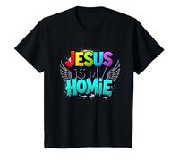 Jesus Is My Homie: Vibrant Rainbow Wings Dichiarazione di Fede Maglietta, Bambini, Nero, 2 Anni