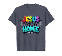 Jesus Is My Homie: Vibrant Rainbow Wings Dichiarazione di Fede Maglietta, Uomo, Pervinca, L