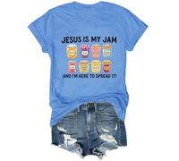 Jesus is My Jam and I'm Here to Spread It Shirt Funny Jesus Jam Graphic Tees, Blu Carolina, XL
