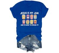 Jesus is My Jam and I'm Here to Spread It Shirt Funny Jesus Jam Graphic Tees, Blu reale, XL