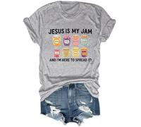 Jesus is My Jam and I'm Here to Spread It Shirt Funny Jesus Jam Graphic Tees, Grigio, XXL