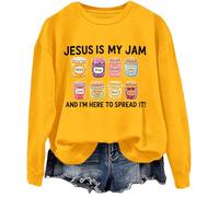 Jesus Is My Jam And I'm Here To Spread It Swewatshirt Funny Jesus Jam Graphic Sweatshirts, Giallo, XL