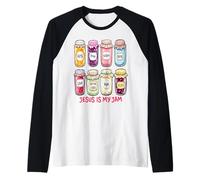 Jesus Is My Jam Tee Funny Christian Faith Maglia con Maniche Raglan