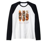 Jesus Is My Light Giovanni 8:12 Girasole Croce Maglia con Maniche Raglan
