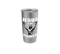 Jesus is my Power, design fresco per pugili e cristiani Bicchiere termico in acciaio inox doppia parete