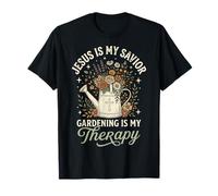 Jesus Is My Savior Gardening Is My Therapy Chiesa Maglietta