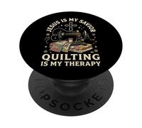 Jesus Is My Savior Quilting Is My Therapy Cucito Chiesa PopSockets PopGrip Adesivo